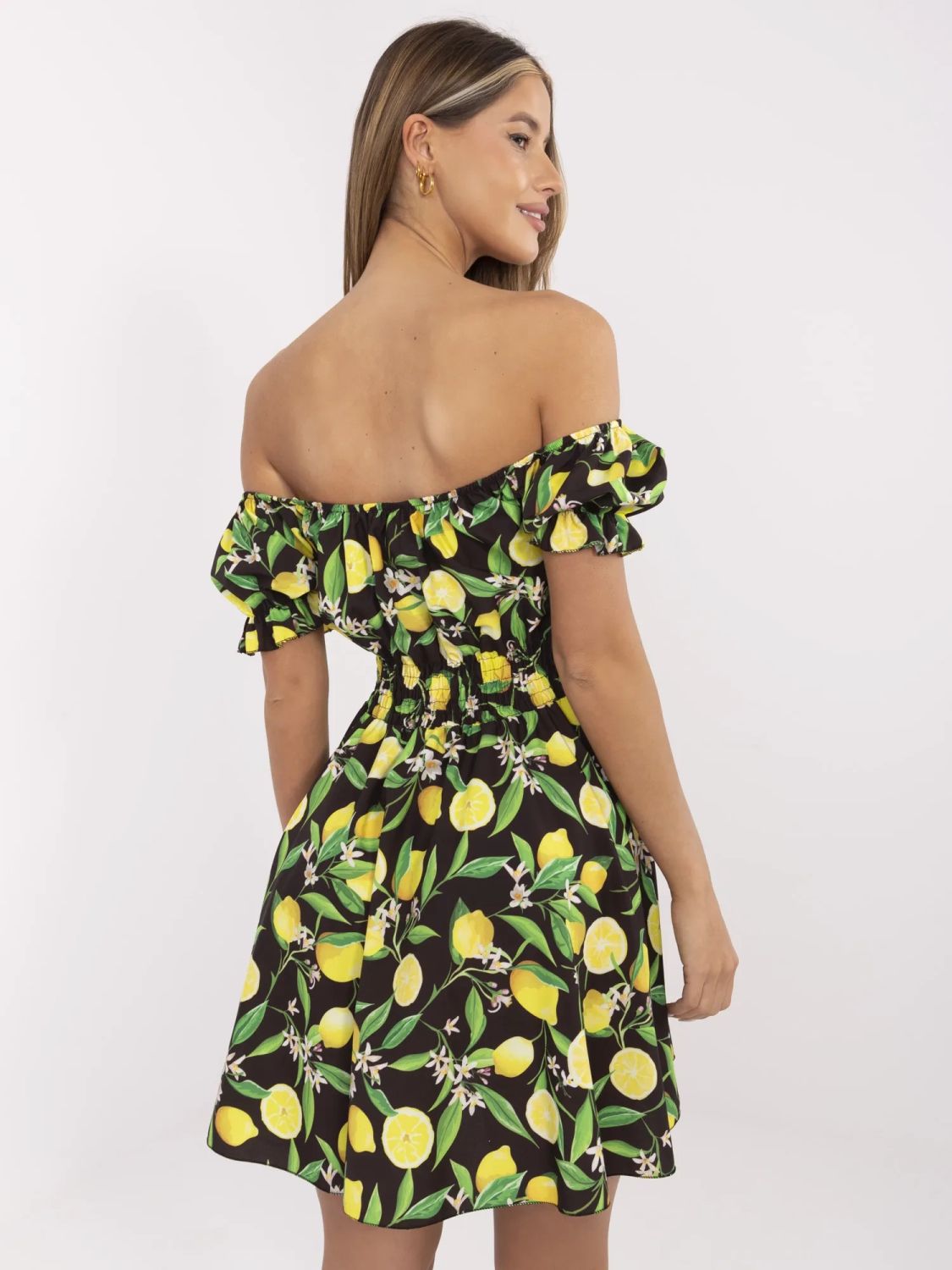 Letní šaty v černo-žluté kombinaci