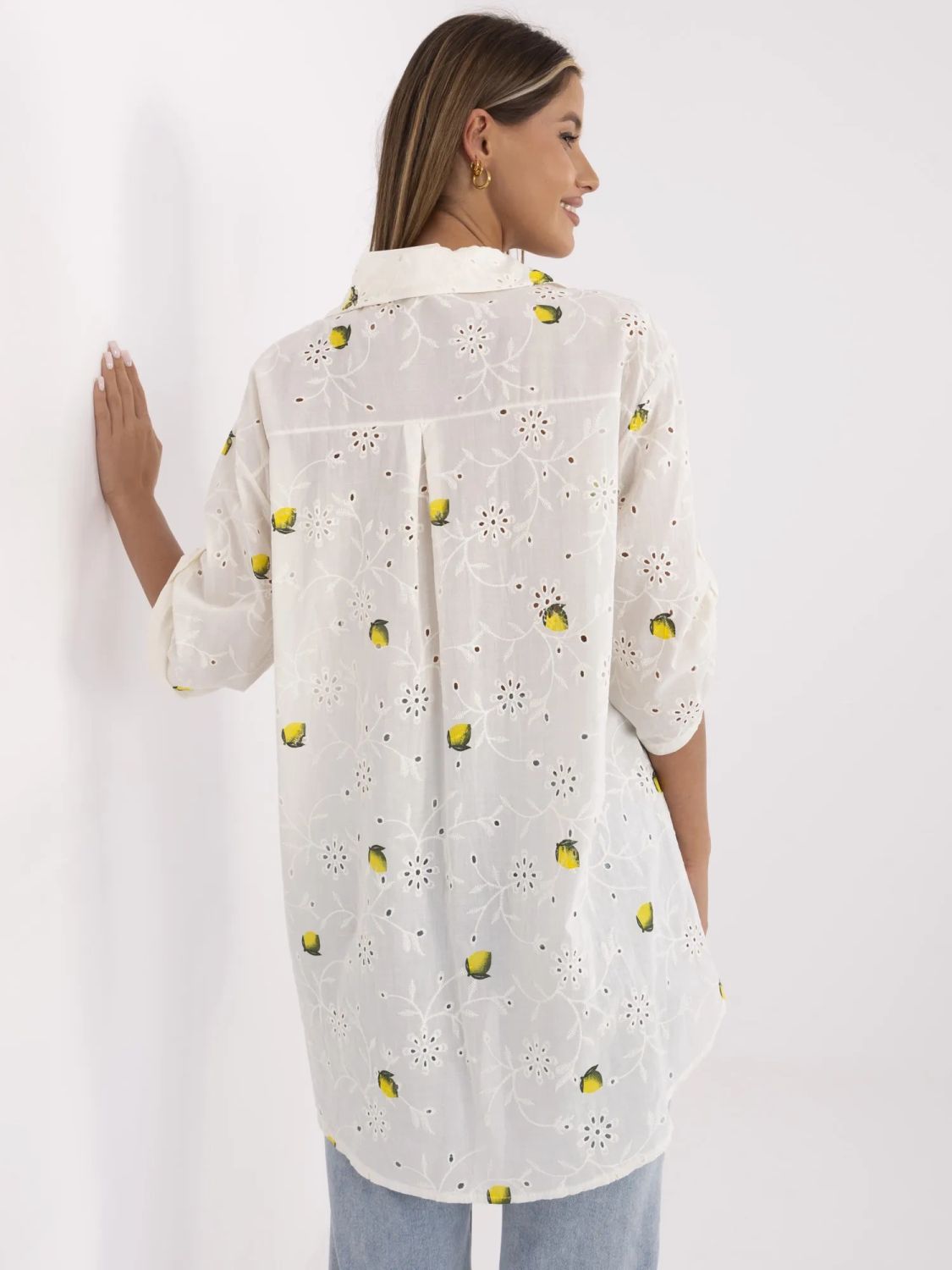 Elegantní ecru košile s 3/4 rukávem