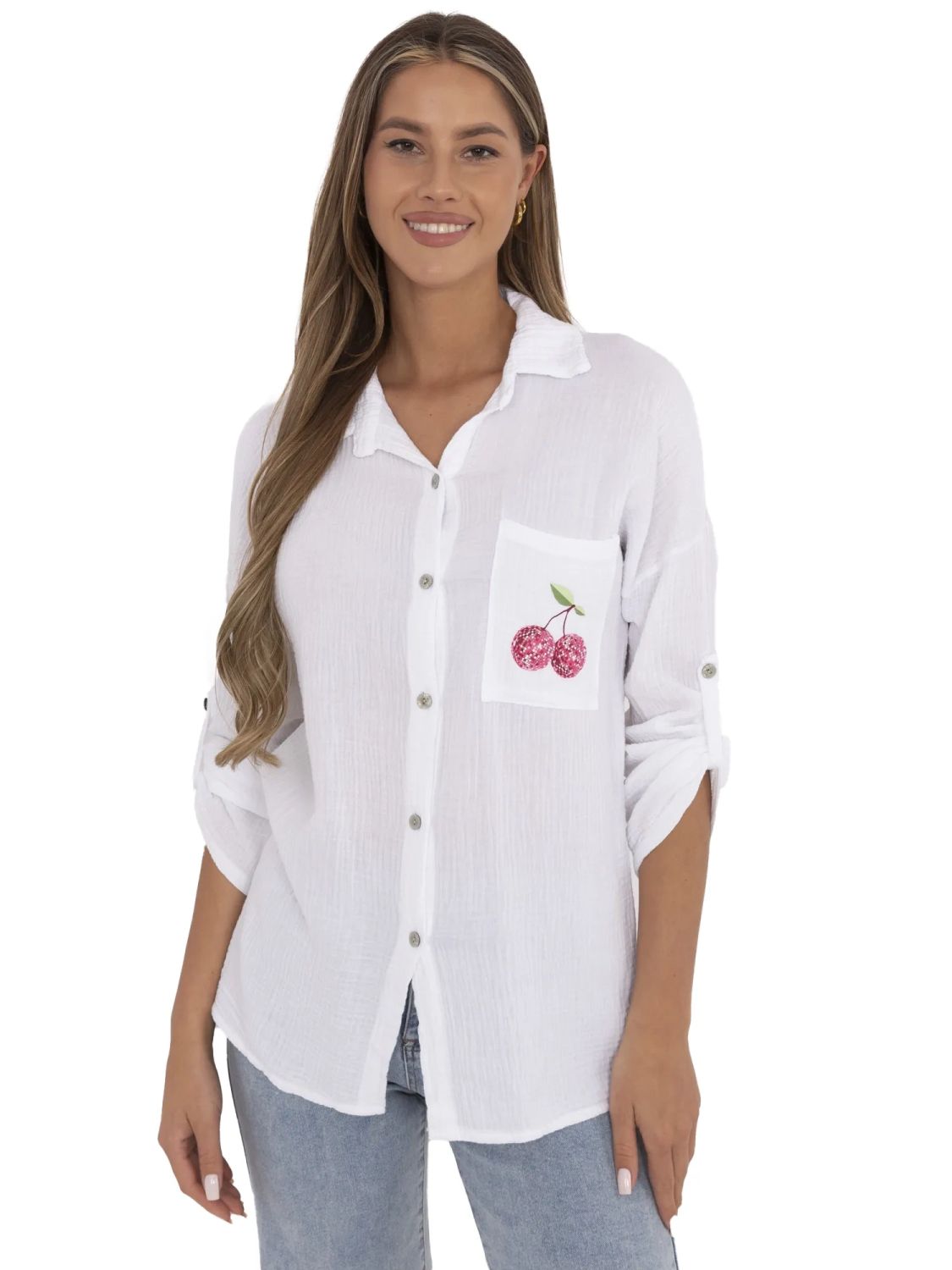 Bílá dámská košile s dlouhým rukávem