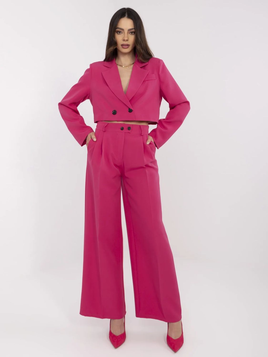 Elegantní komplet v růžové barvě
