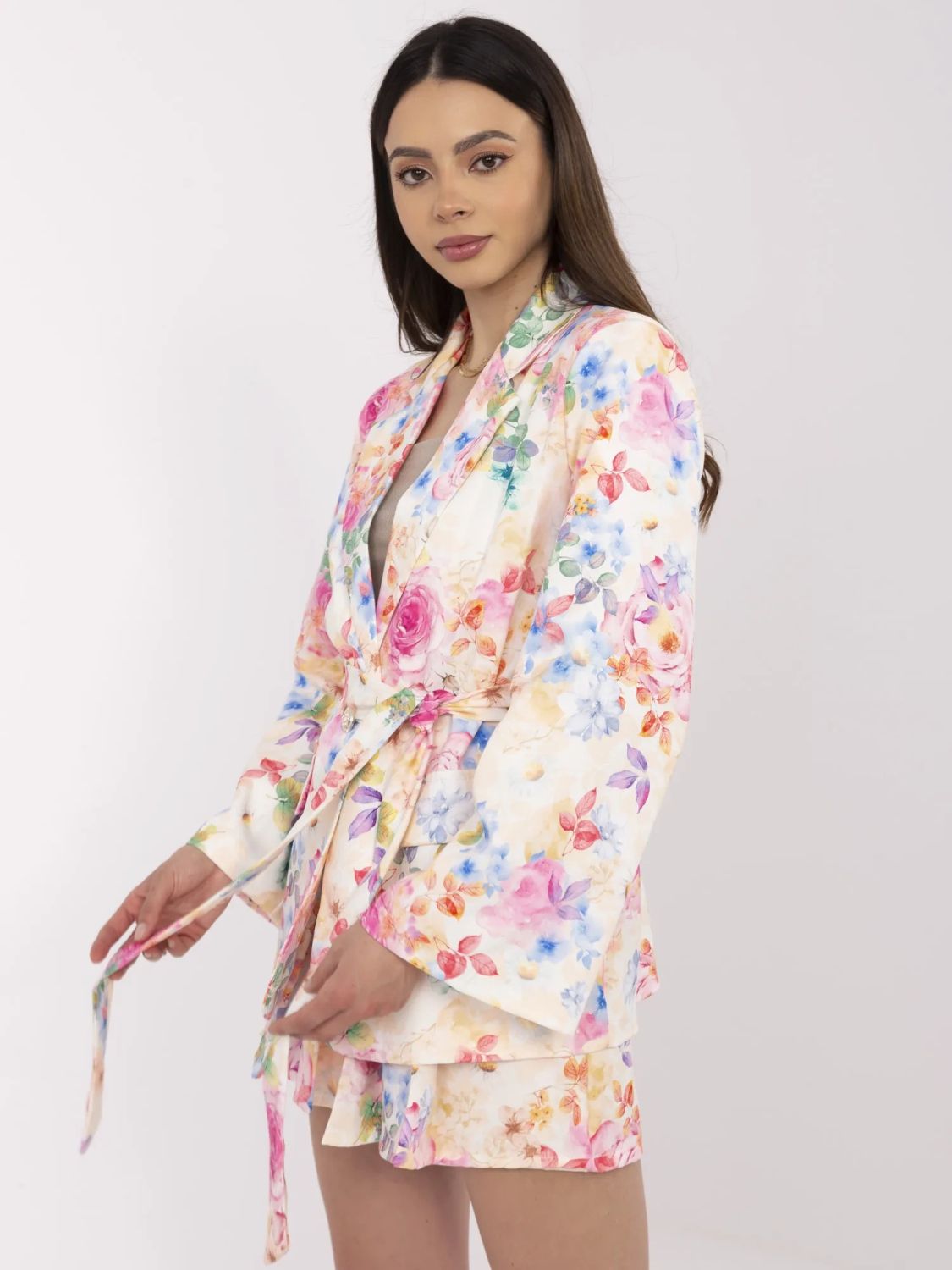 Elegantní komplet s květinovým vzorem bílá/růžová