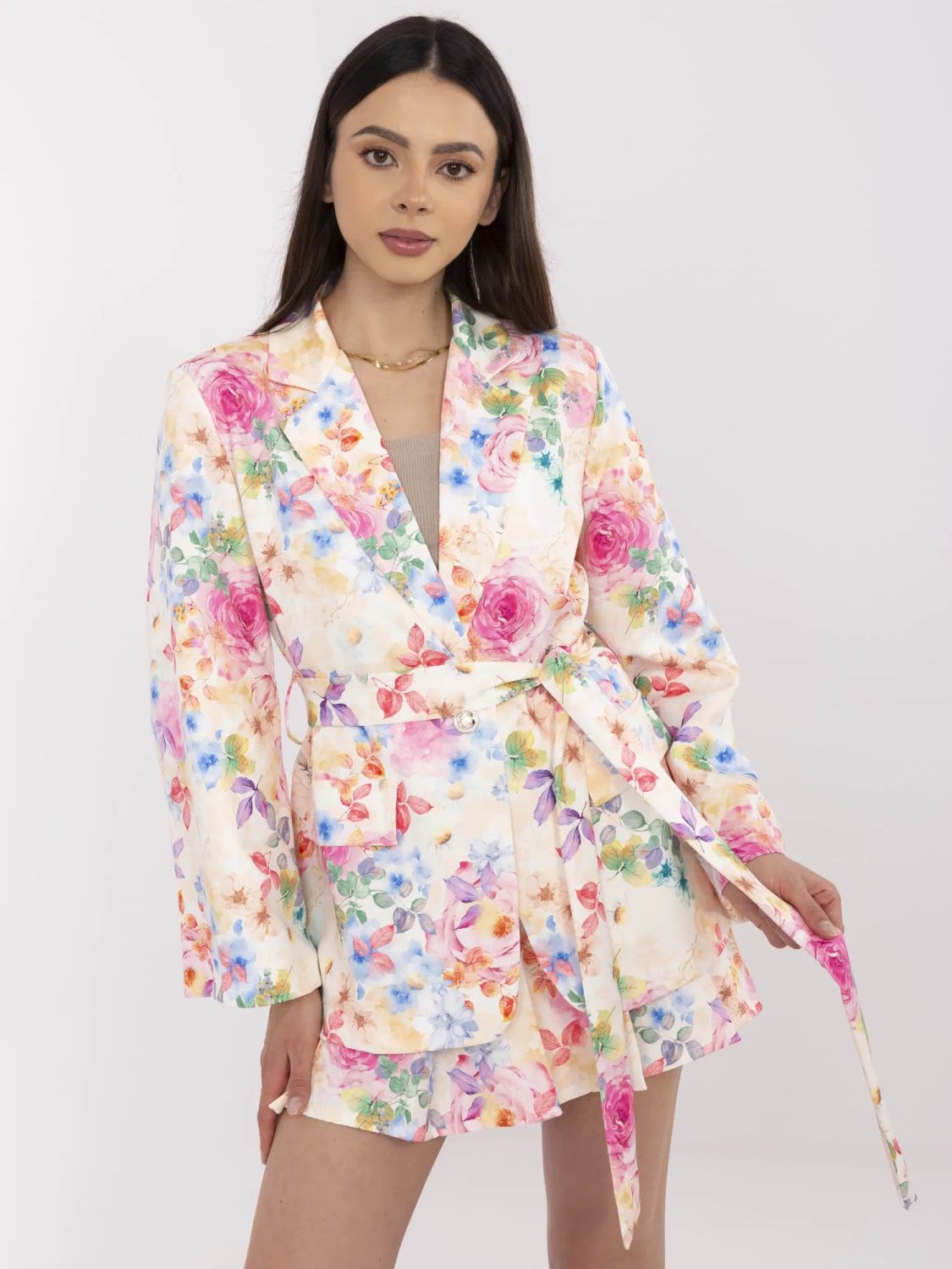 Elegantní komplet s květinovým vzorem bílá/růžová