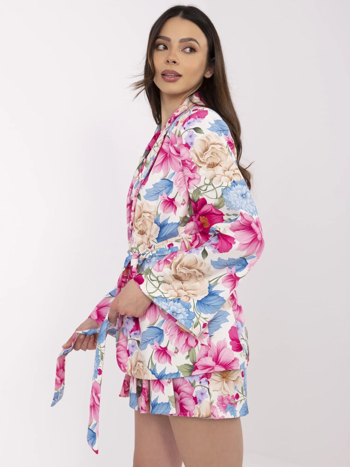 Elegantní růžový komplet s květinovým vzorem