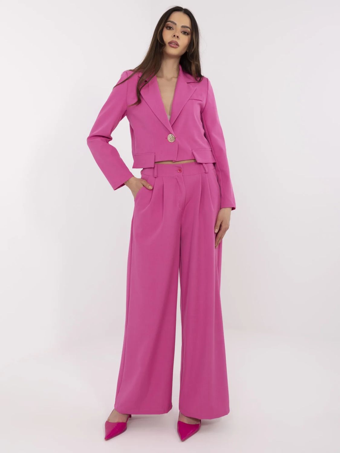 Elegantní komplet v růžové barvě