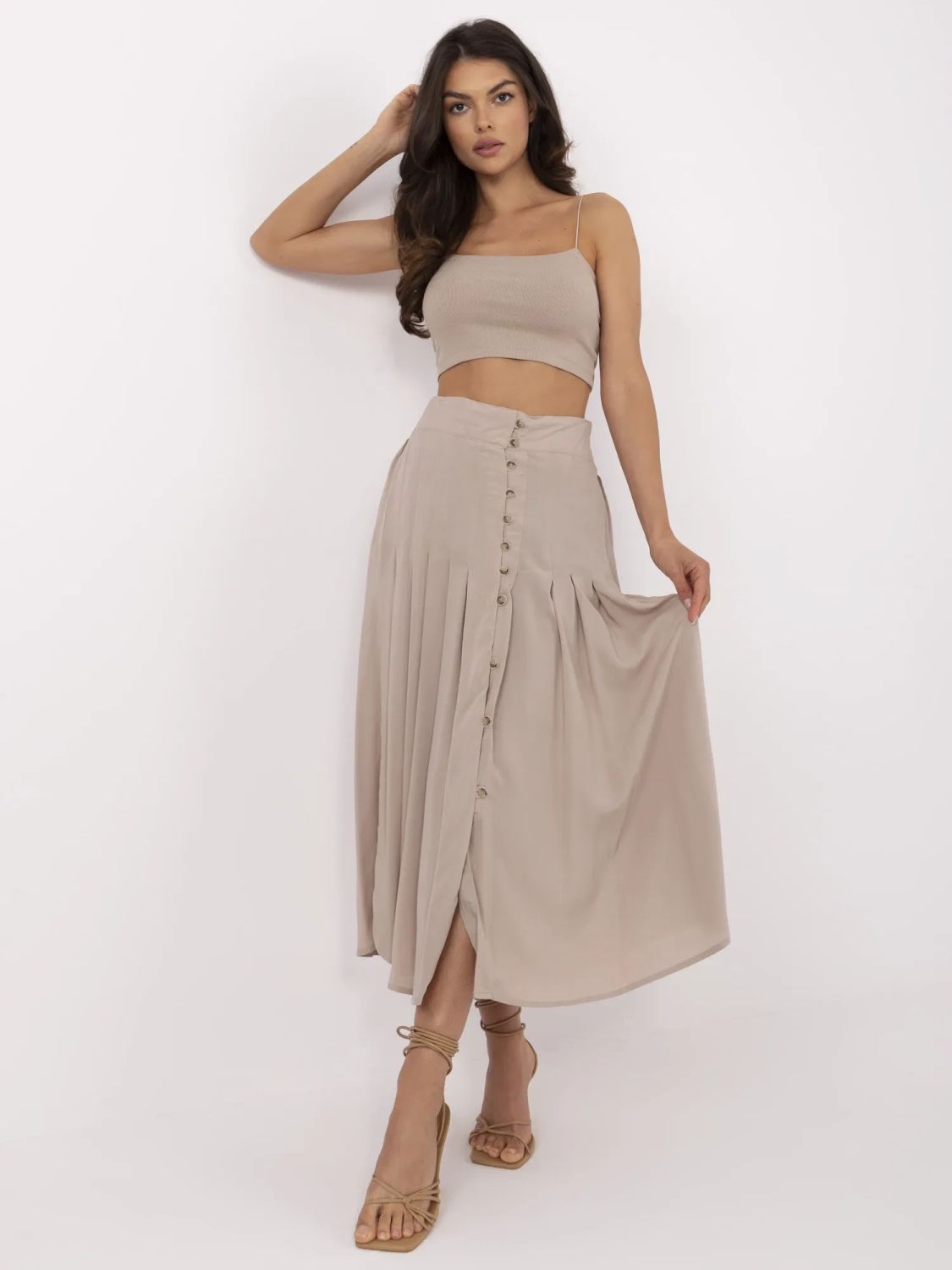 Béžová midi sukně