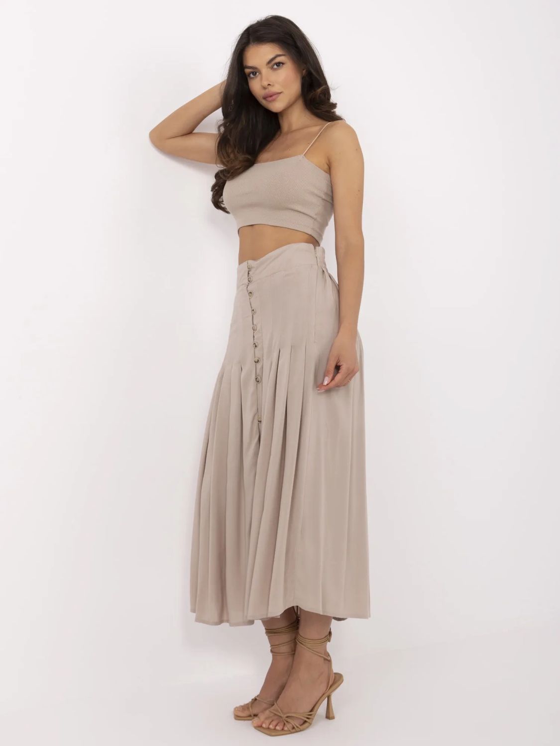 Béžová midi sukně