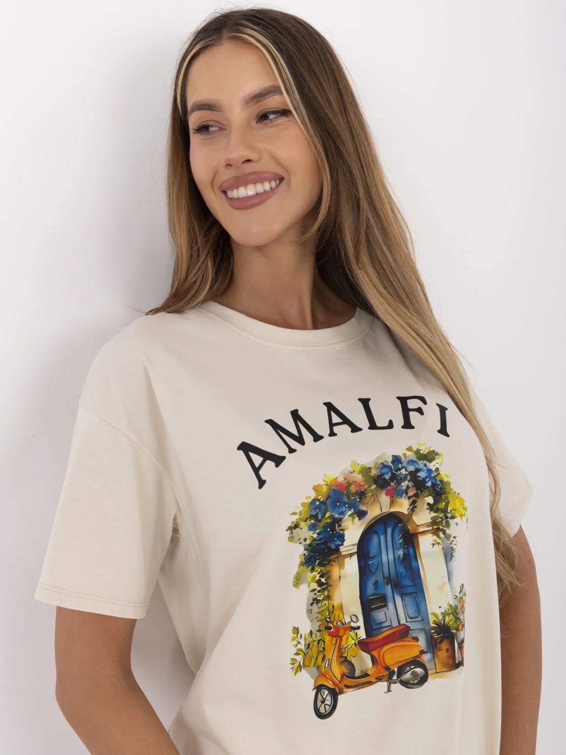 Béžové tričko s potiskem