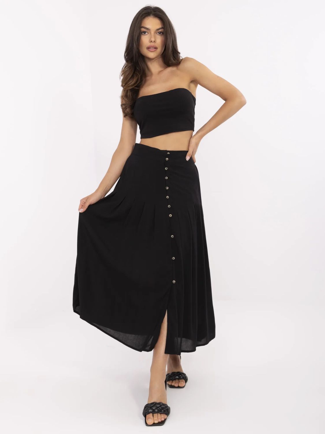 Elegantní černá midi sukně