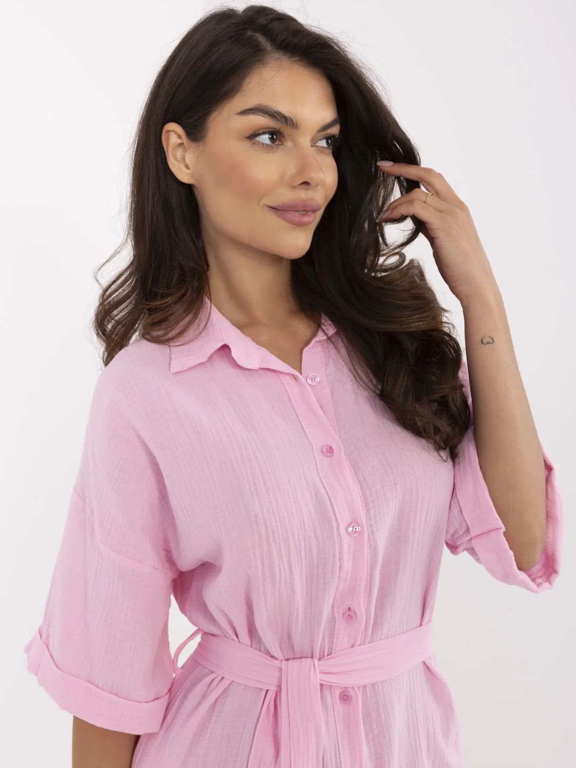 Mušelínový overal v růžové barvě