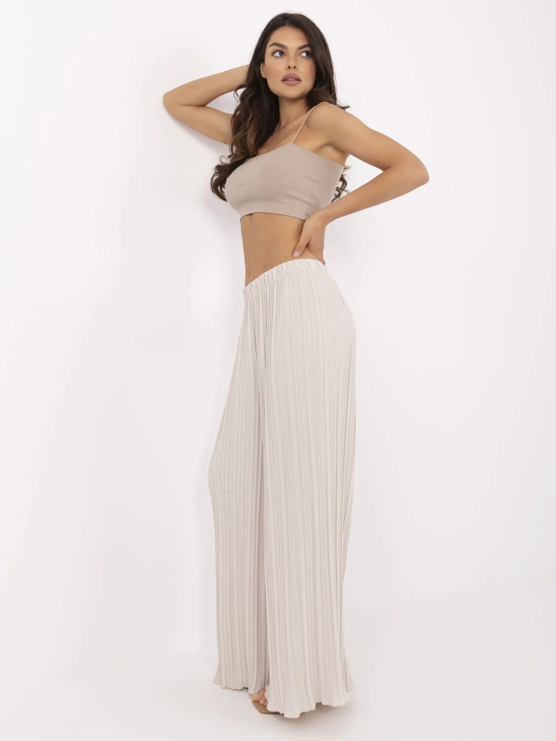 Béžové široké kalhoty