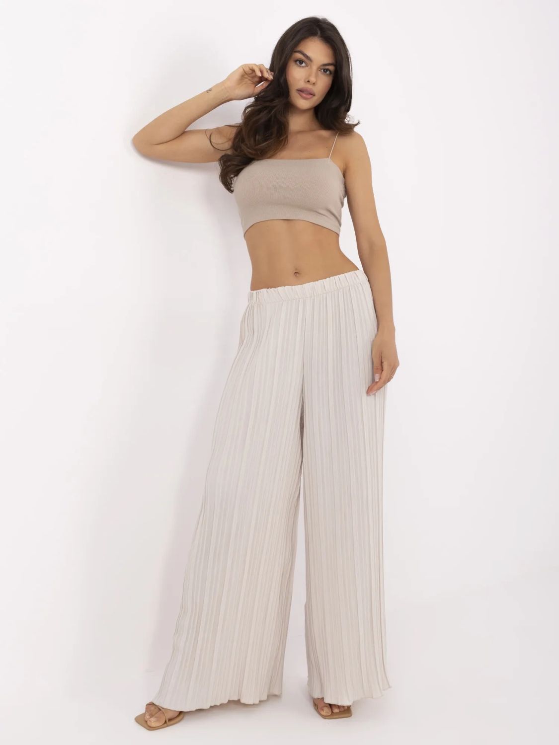 Béžové široké kalhoty