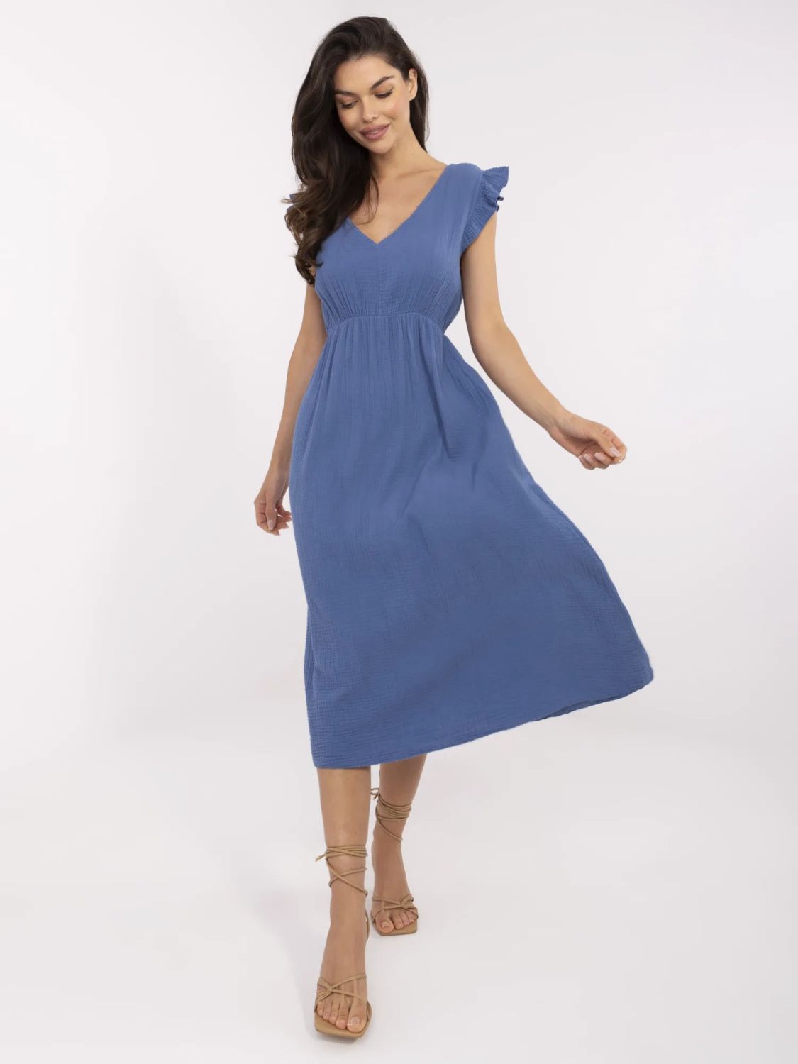 Modré letní midi šaty