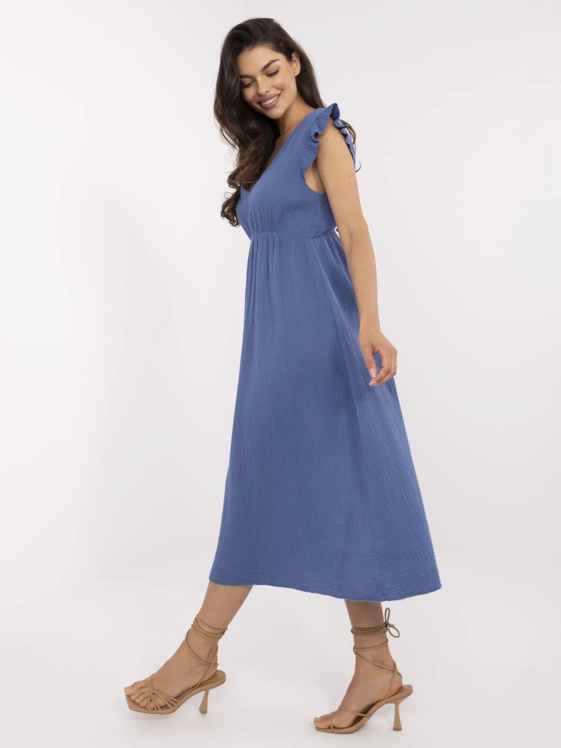 Modré letní midi šaty