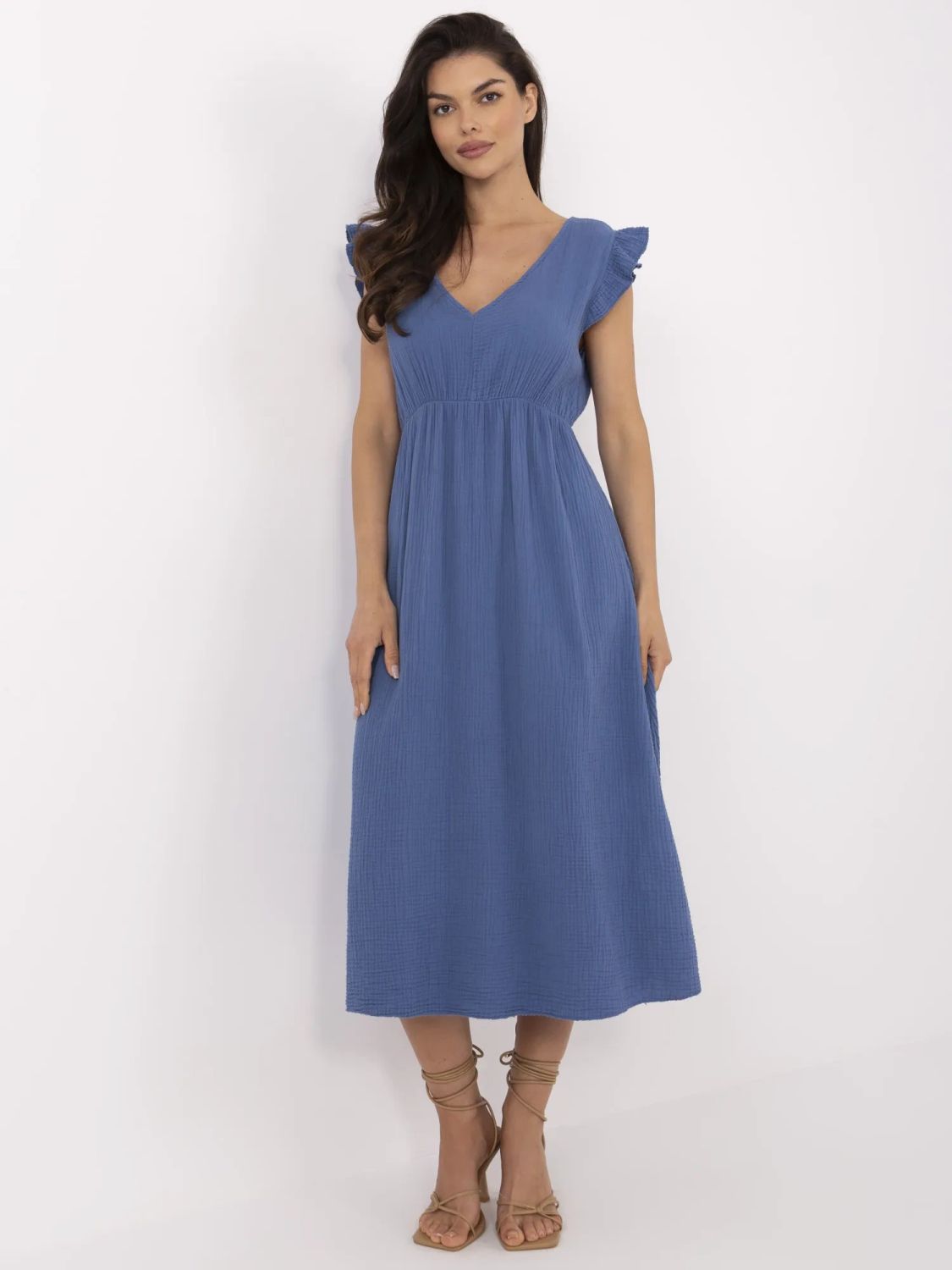 Modré letní midi šaty