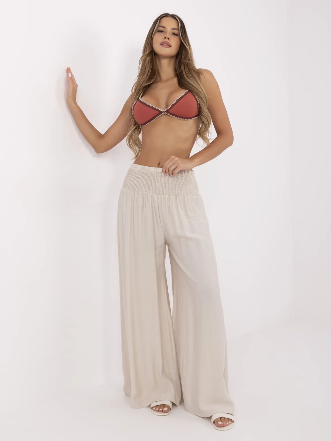 Béžové palazzo kalhoty