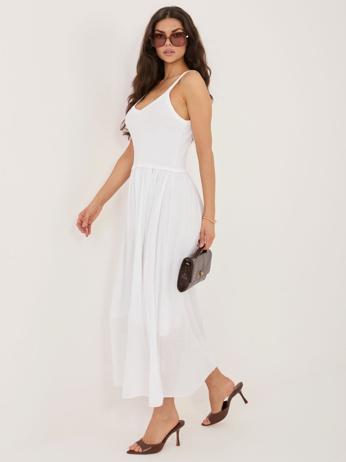 Bílé maxi šaty s podšívkou