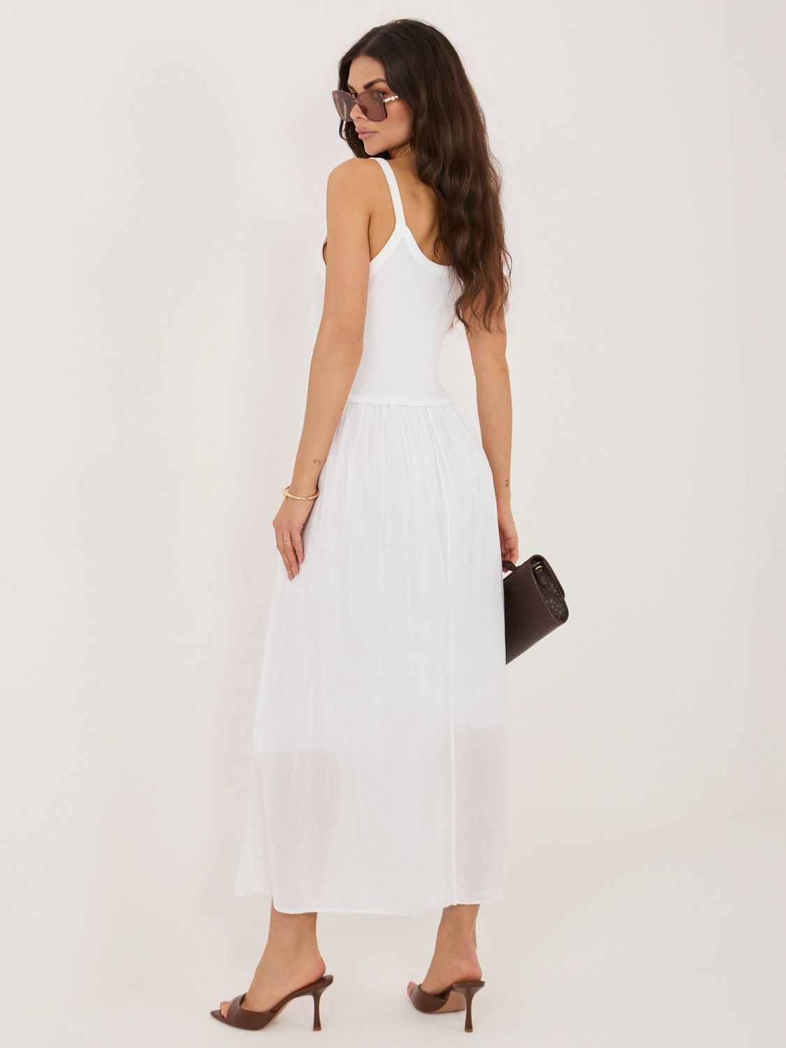 Bílé maxi šaty s podšívkou