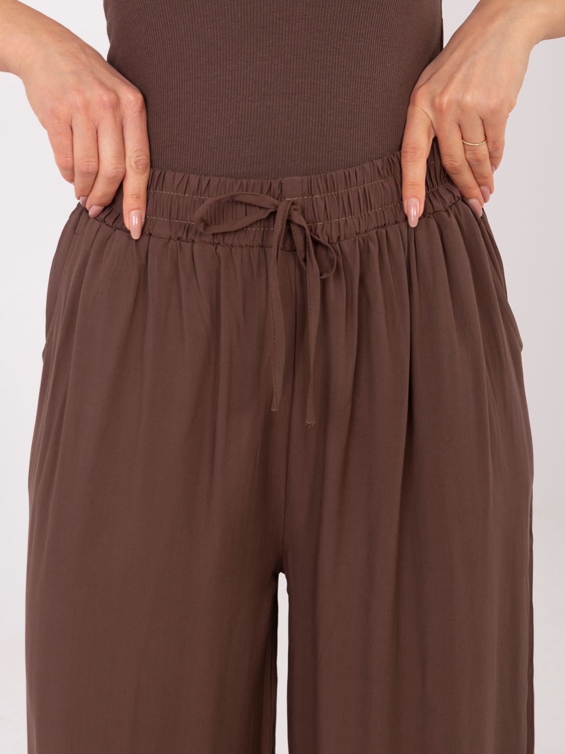 Hnědé palazzo kalhoty z viskózy