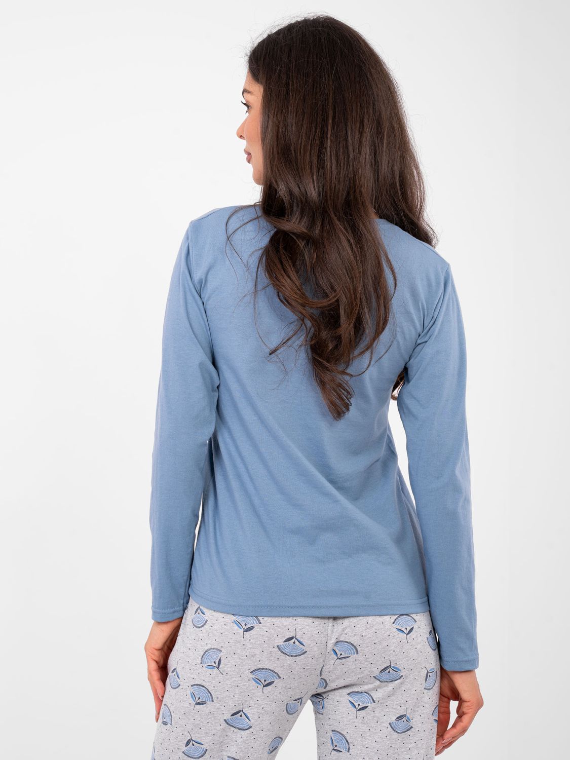 Dámské bavlněné pyžamo s potiskem a knoflíky