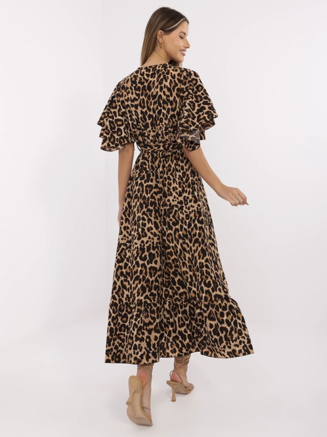 Maxi šaty s páskem ve zvířecím vzoru