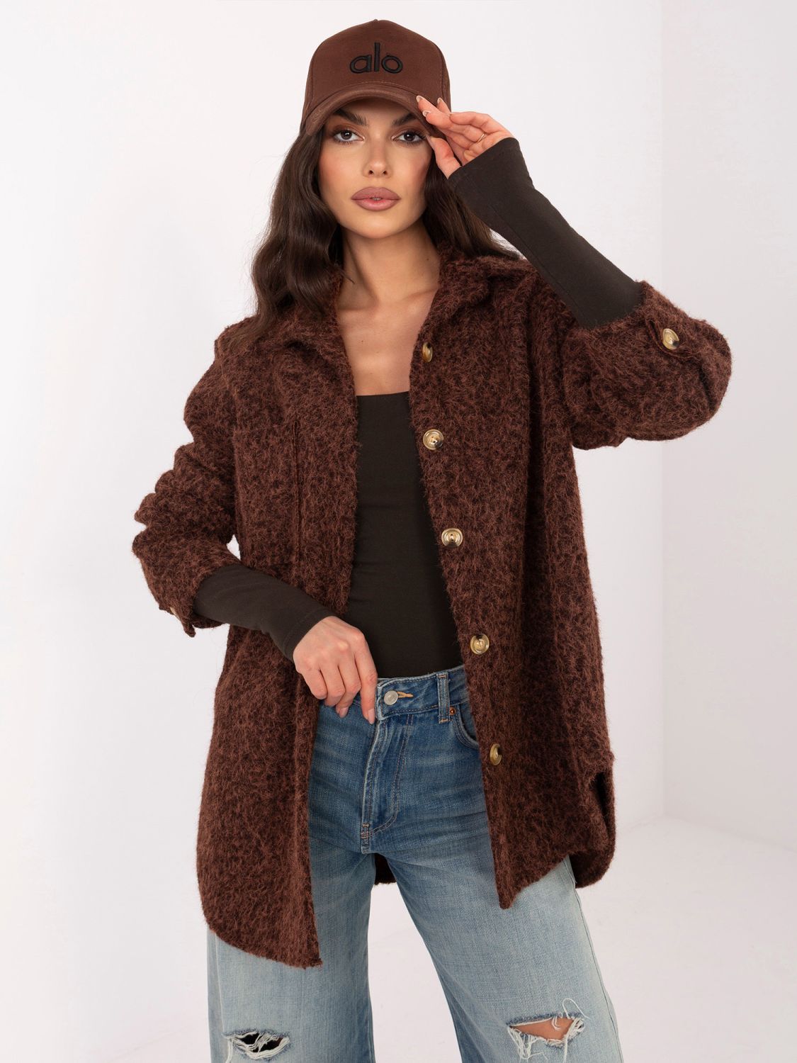 Dámská přechodová bunda v tmavě hnědé barvě