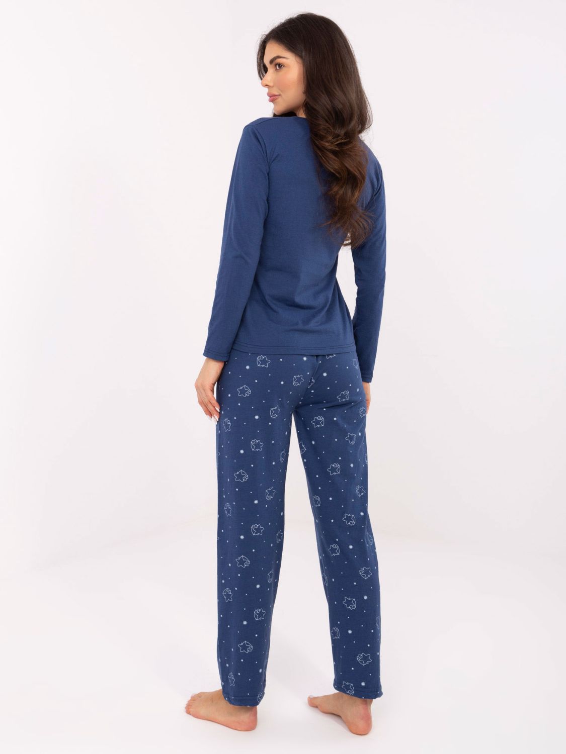 Dámské pyžamo s dlouhým rukávem v tmavě modré barvě