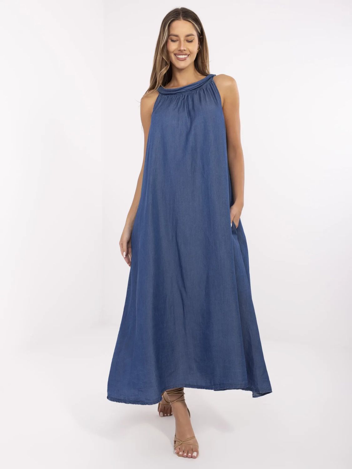Maxi oversize šaty v tmavě modré barvě