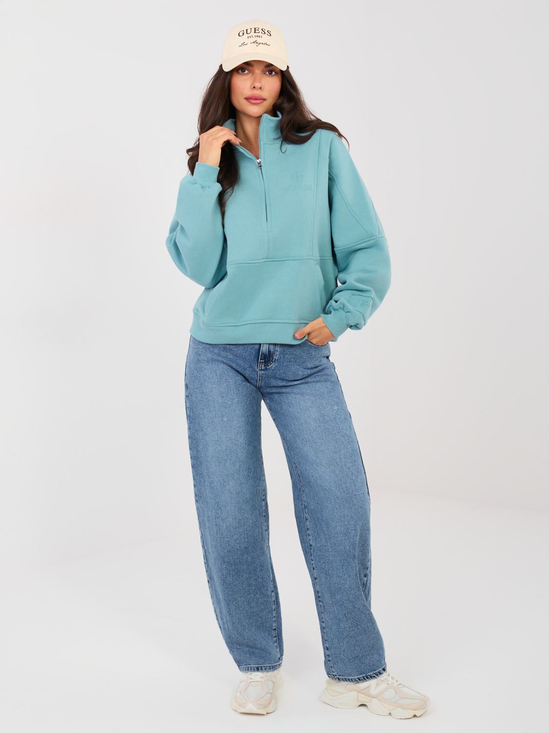 Dámské balloon fit džíny s vysokým pasem, tmavě modré