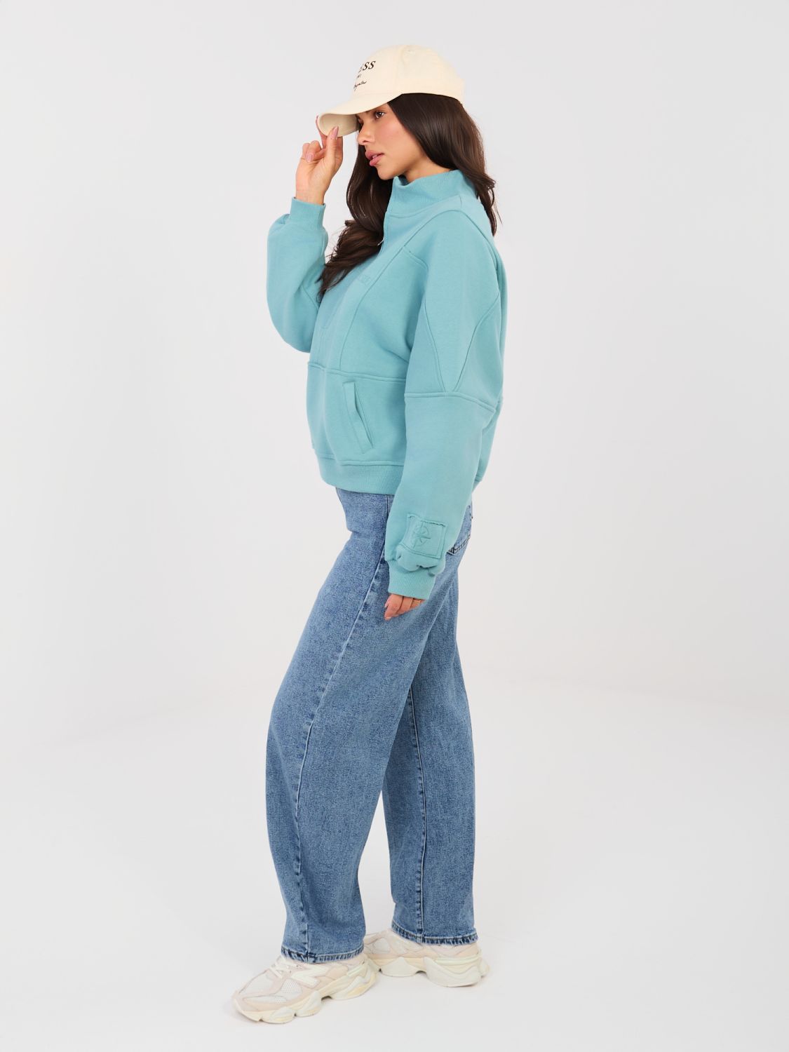 Dámské balloon fit džíny s vysokým pasem, tmavě modré