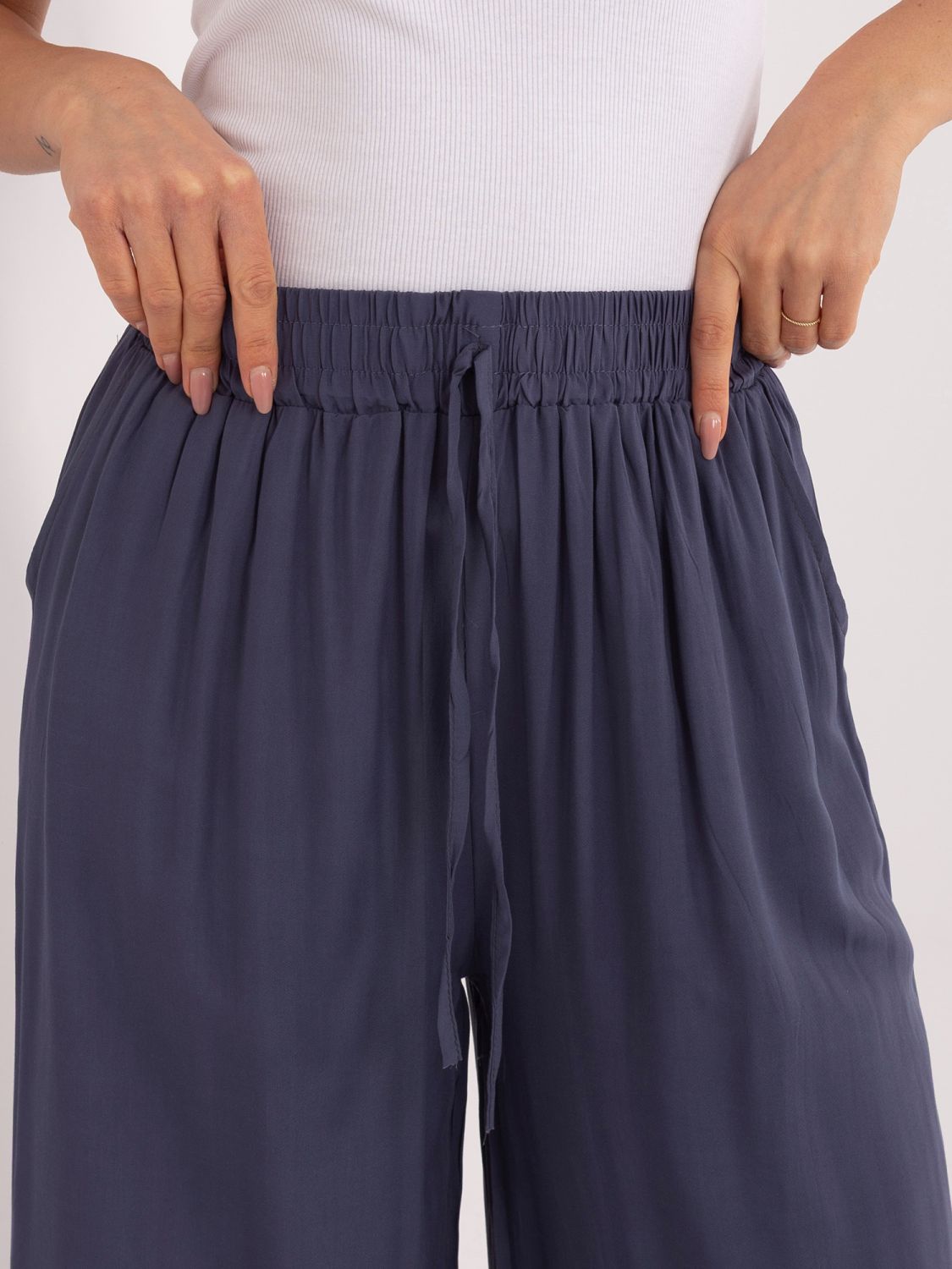 Dámské palazzo kalhoty z viskózy, tmavě modré