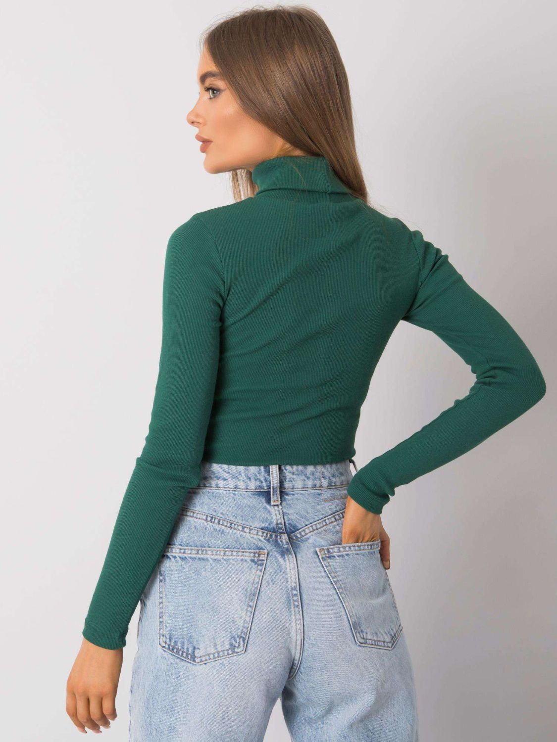 Tmavě zelený pruhovaný dámský rolák