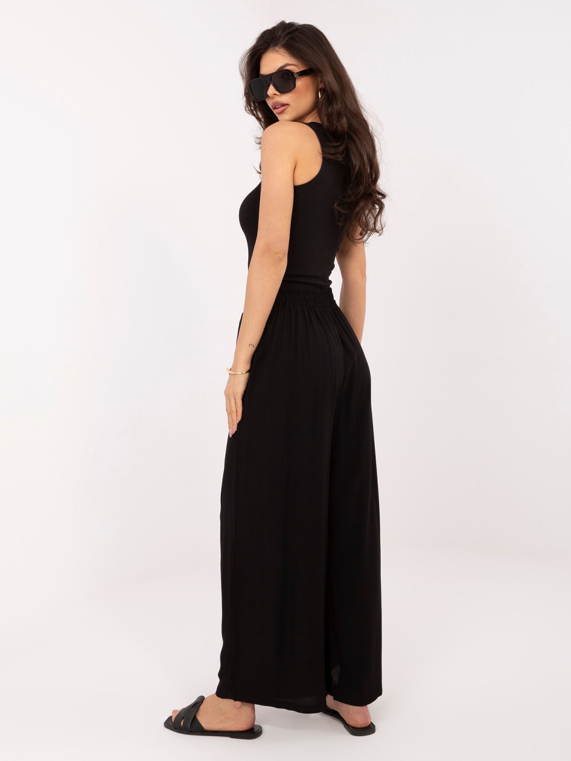 Černé palazzo kalhoty z viskózy