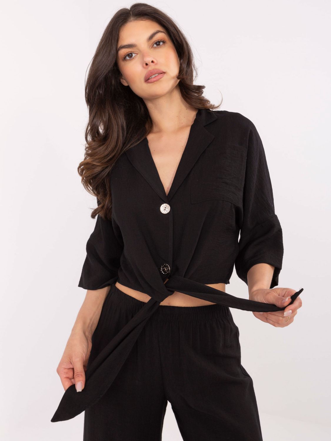 Elegantní komplet s 3/4 rukávy černý