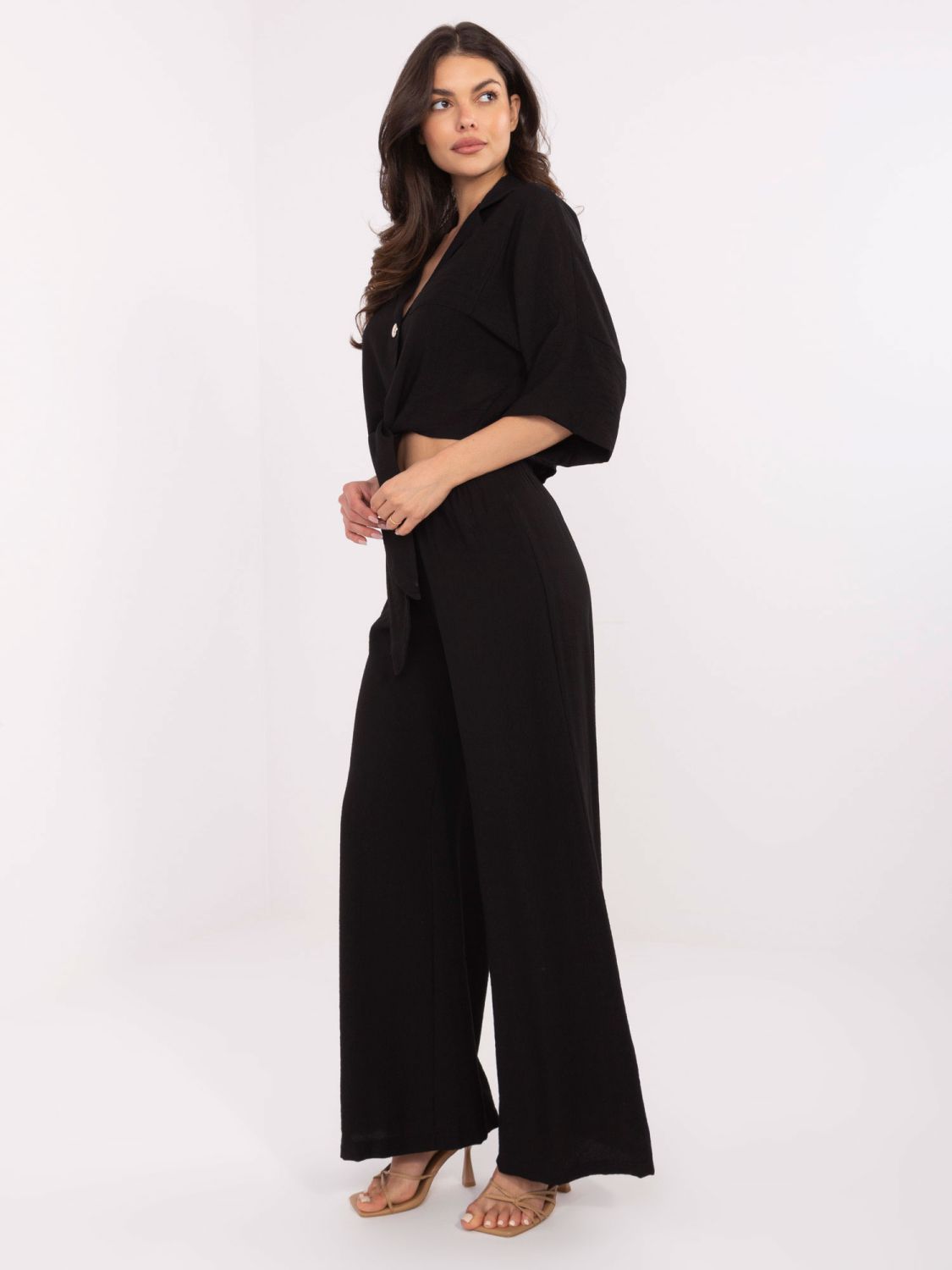 Elegantní komplet s 3/4 rukávy černý