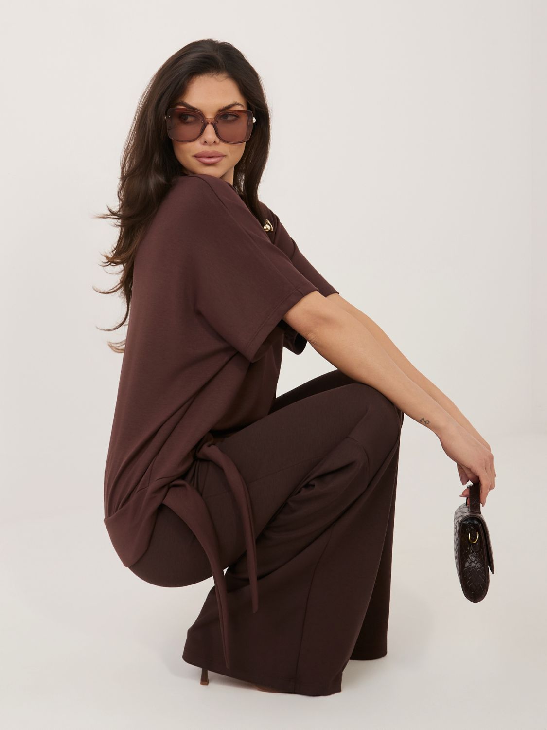 Dámská souprava v hnědé barvě