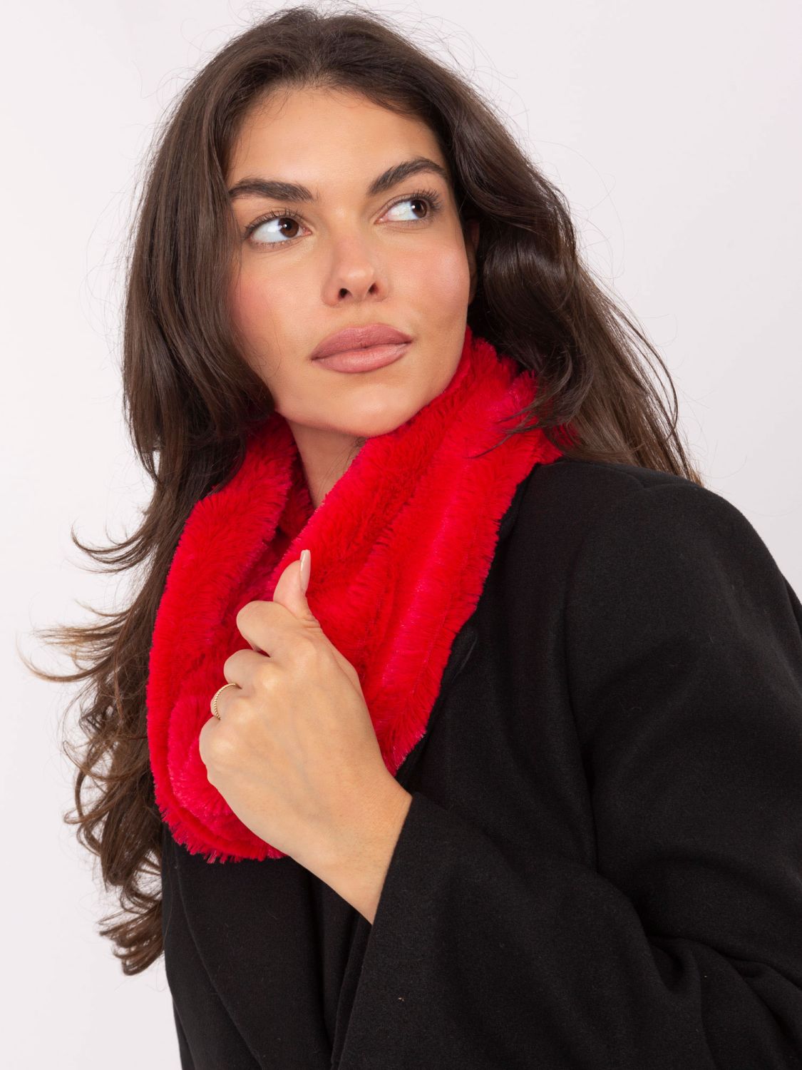 Červený hladký dámský nákrčník z polyesteru