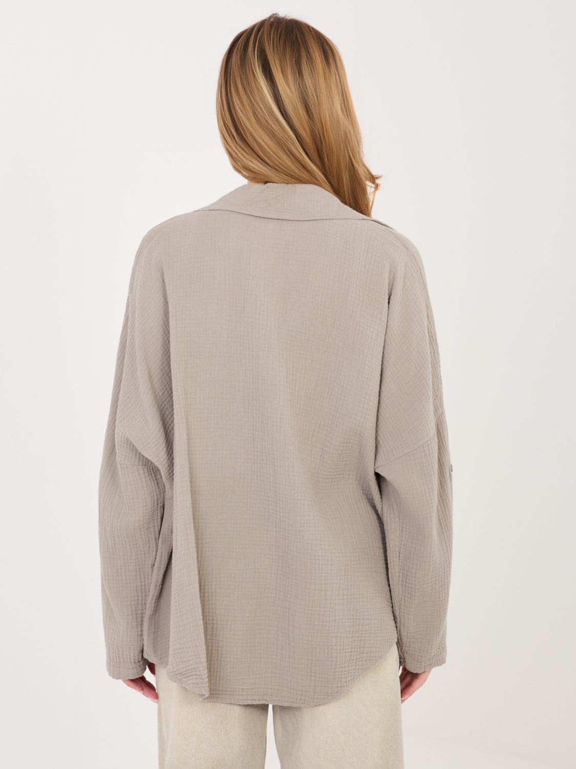 Béžová bavlněná košile s límečkem