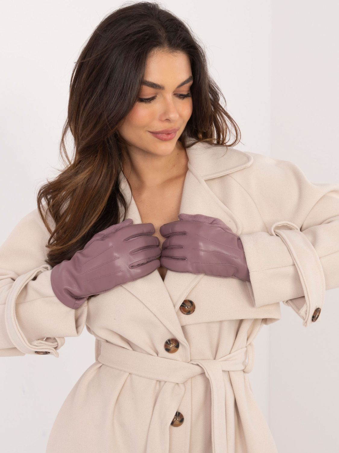 Fialové rukavice s teplou podšívkou