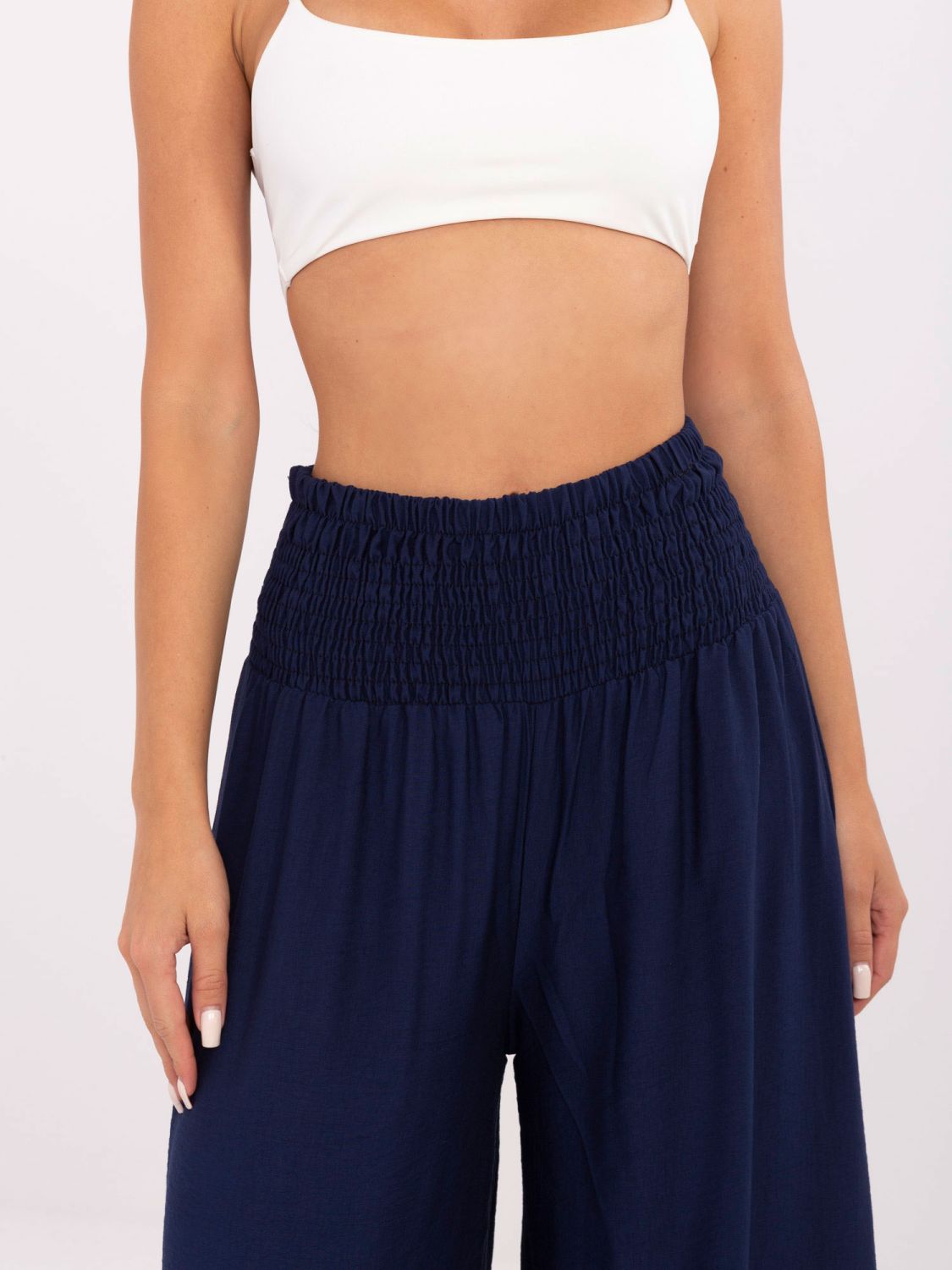 Elegantní palazzo kalhoty v modré barvě