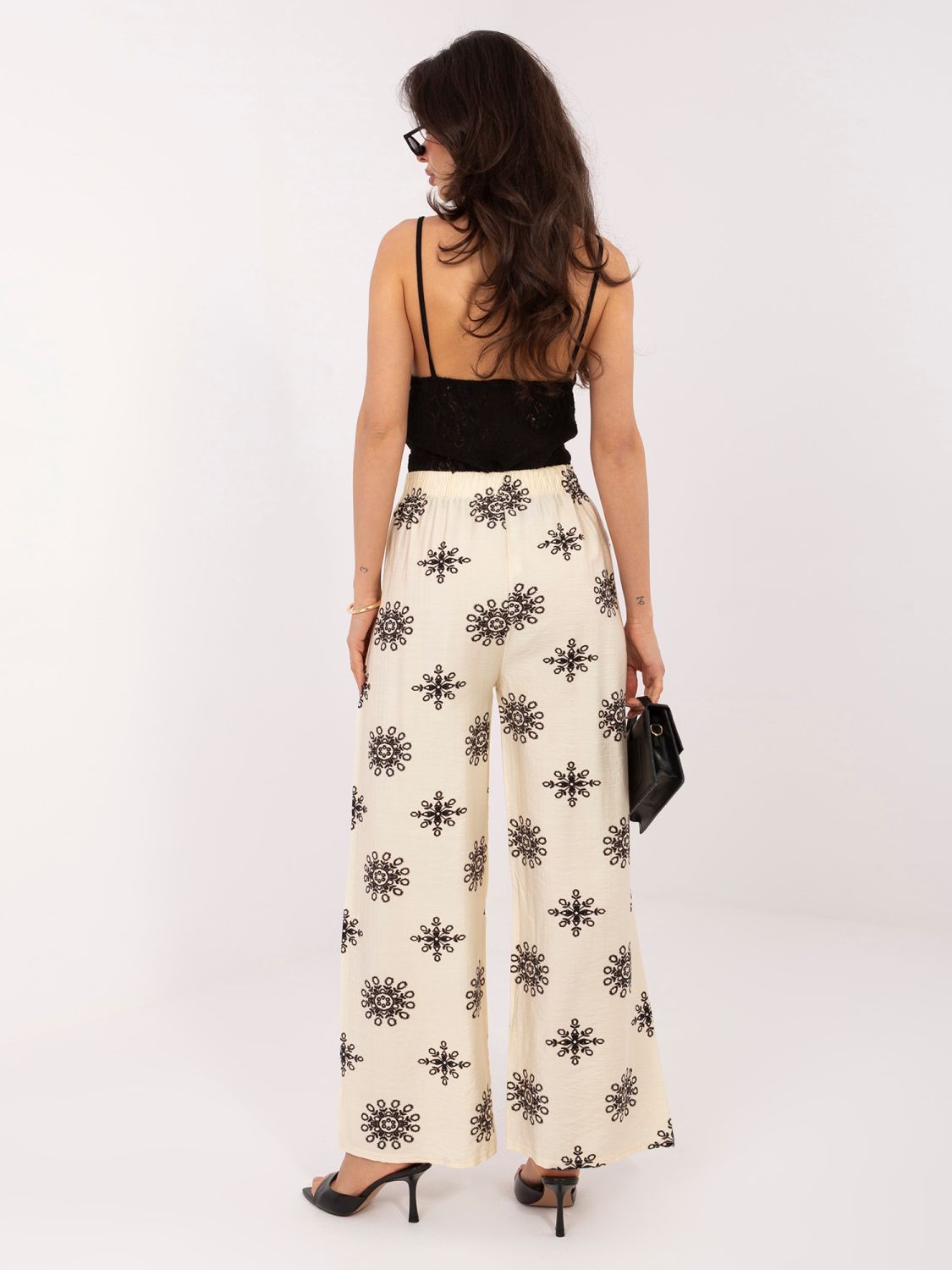 Béžové palazzo kalhoty s páskem