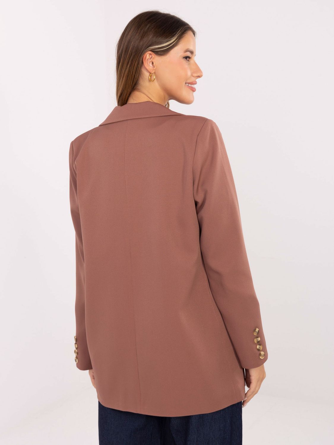 Elegantní tmavě béžové sako s podšívkou a kapsami