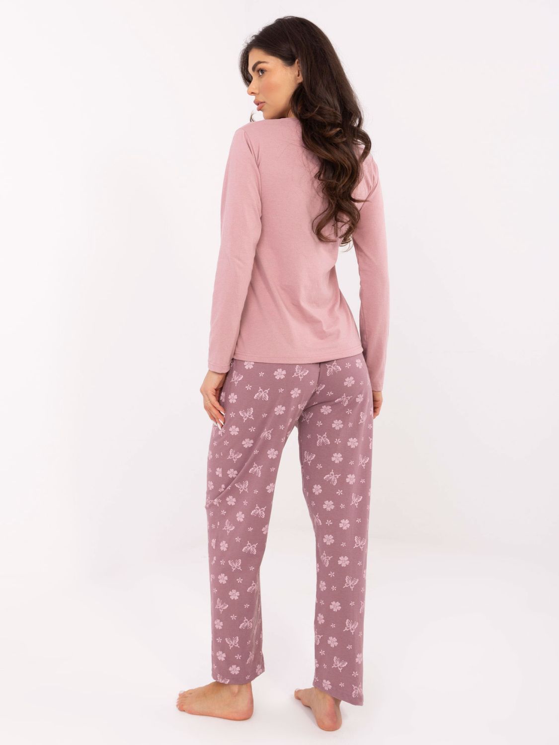 Dámské bavlněné pyžamo s potiskem, růžové