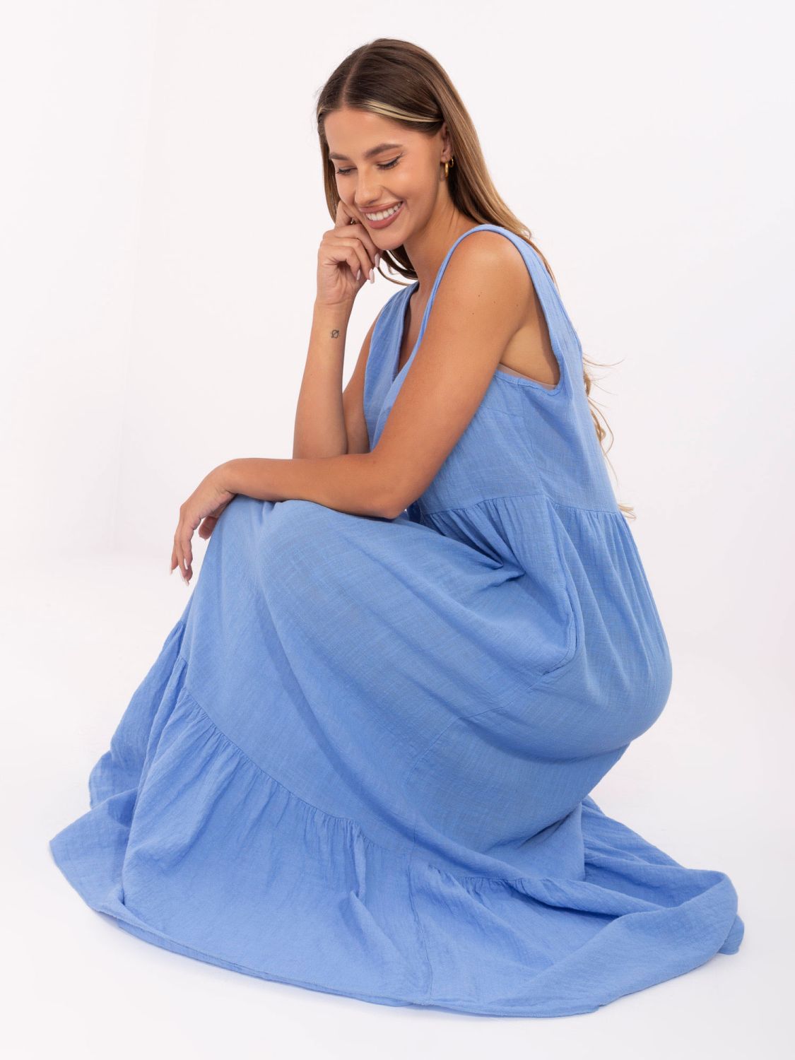 Maxi šaty s V výstřihem modré