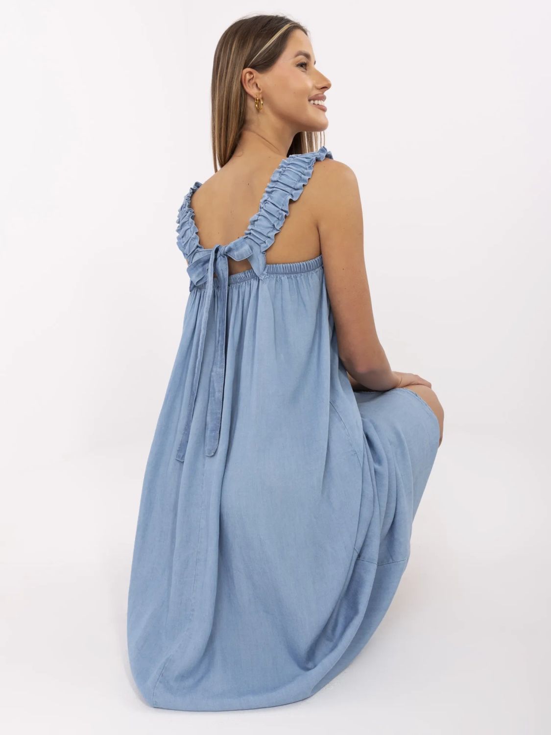 Oversize modré maxi šaty