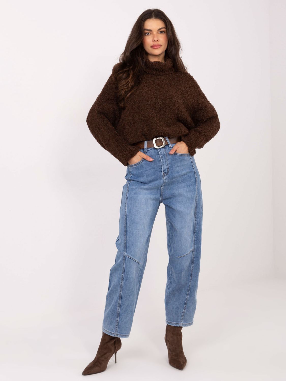 Dámské balloon fit džíny s vysokým pasem, modré