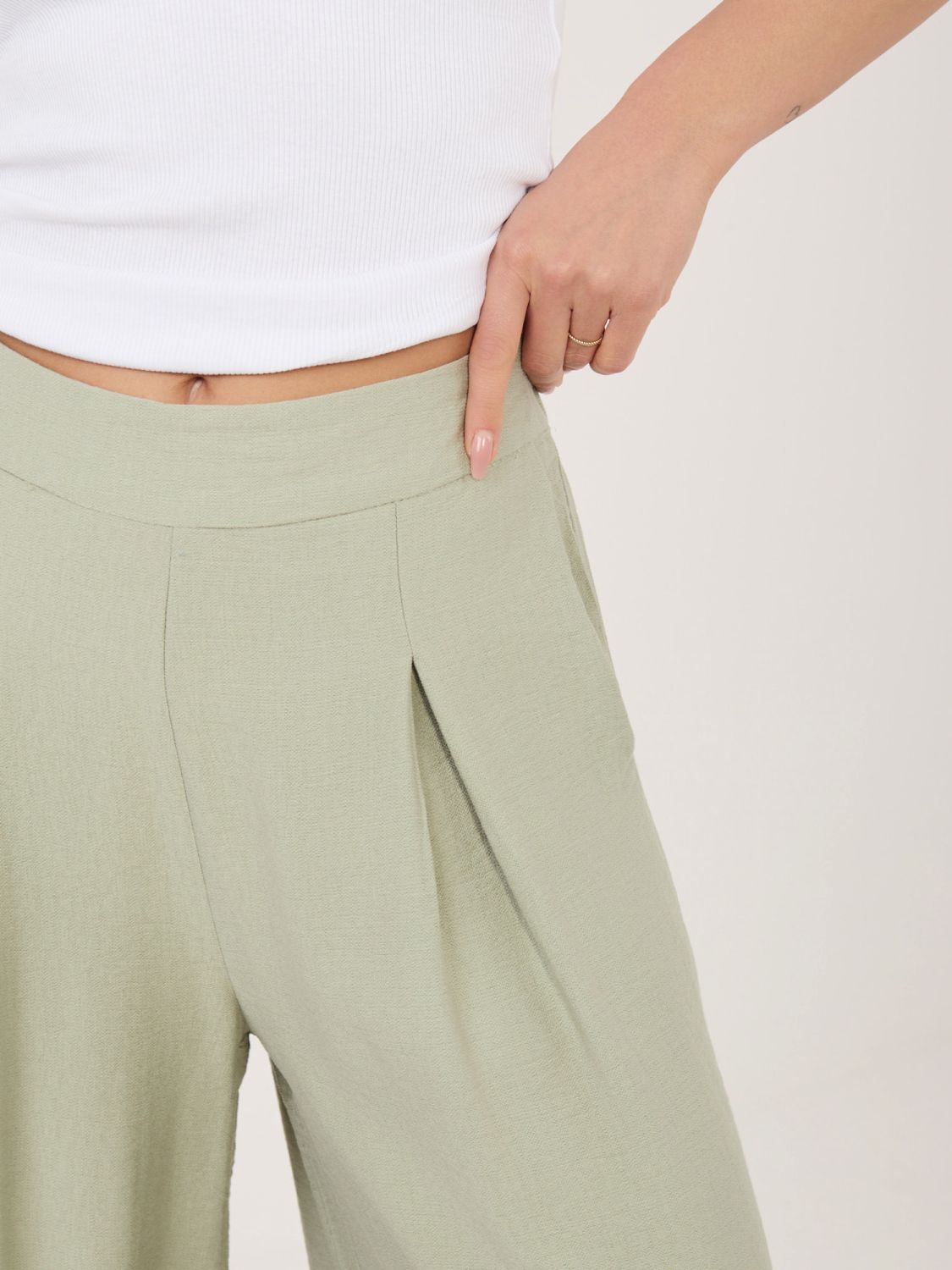 Pistáciové palazzo kalhoty z viskózy
