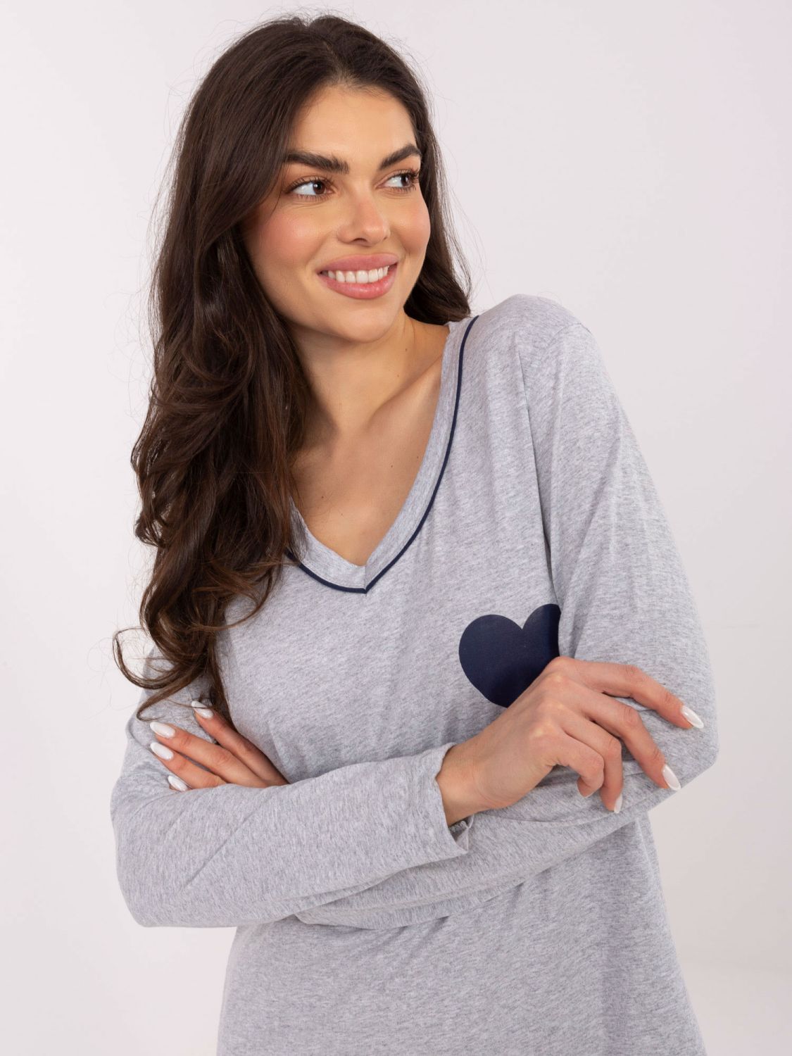 Dámská šedá noční košile s potiskem