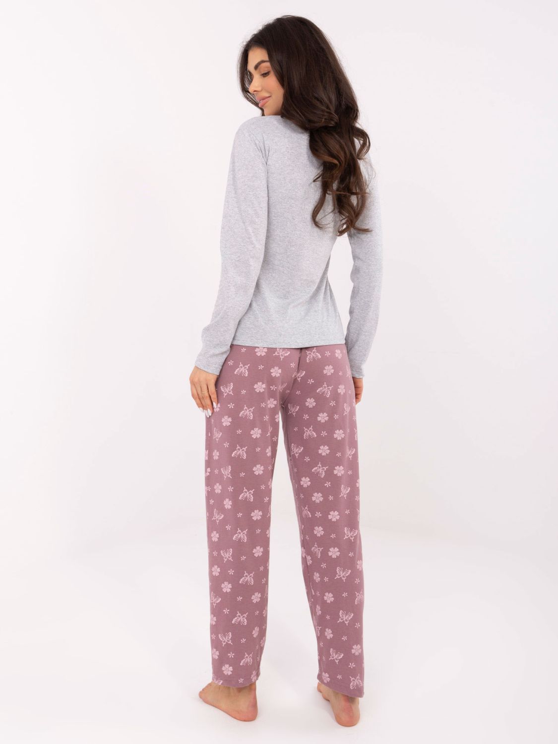 Dámské šedé bavlněné pyžamo s potiskem