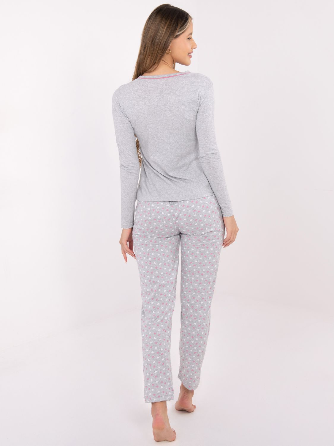 Dámské bavlněné pyžamo s potiskem, šedé