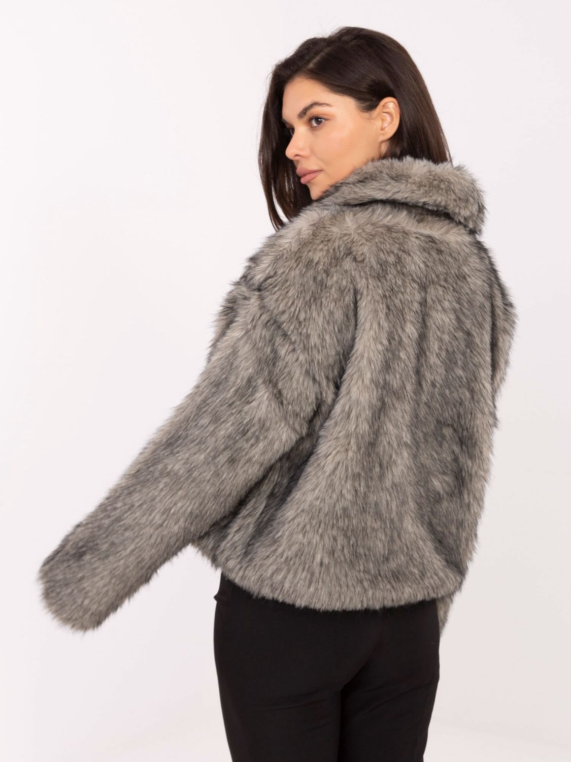 Elegantní zimní bunda s dlouhým rukávem šedá